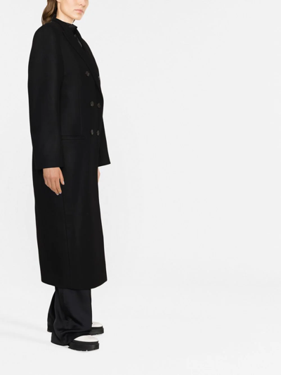 Totême Double-breasted Mid-length Tailored Overcoat In Black