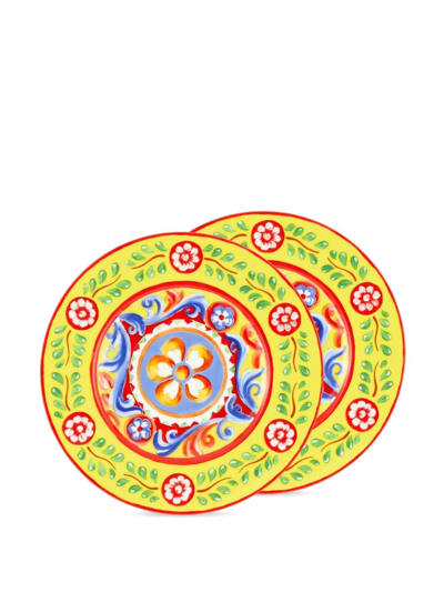 Dolce & Gabbana Carretto Sicilano Set-of-two Dessert Plates In Yellow
