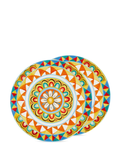 Dolce & Gabbana 2 Piece Fine Porcelain Dinner Plate Set In White