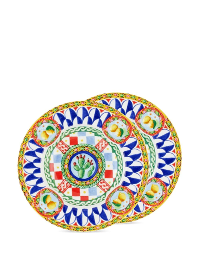 Dolce & Gabbana 2 Piece Fine Porcelain Soup Plate Set In White