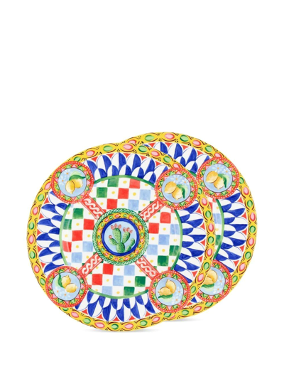 Dolce & Gabbana 2 Piece Fine Porcelain Dinner Plate Set In White