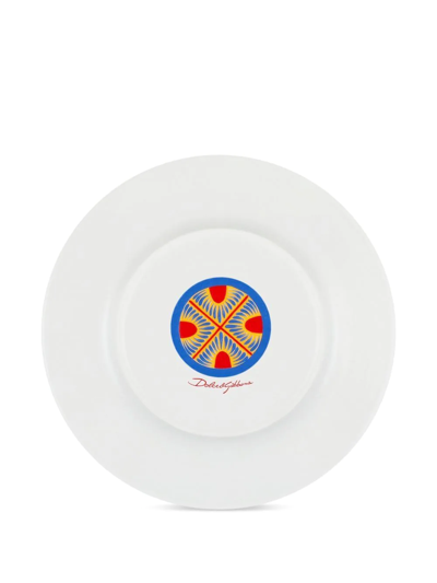 Dolce & Gabbana 2 Piece Fine Porcelain Dinner Plate Set In Orange