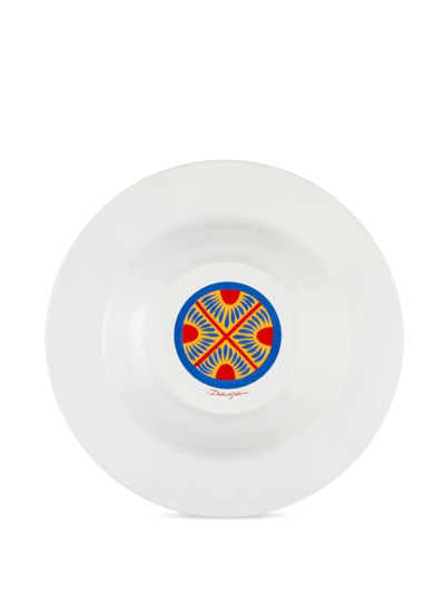 Shop Dolce & Gabbana 2 Piece Fine Porcelain Soup Plate Set In Orange