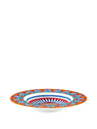 Dolce & Gabbana 2 Piece Fine Porcelain Dinner Plate Set In Orange