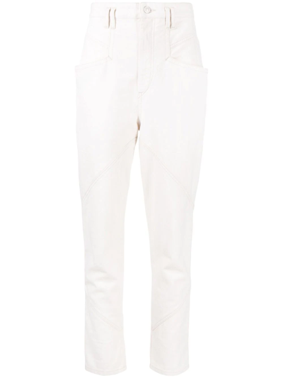 Shop Isabel Marant Nadeloisa Panelled High-waisted Jeans In White