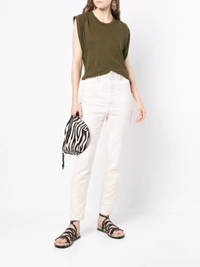 Shop Isabel Marant Nadeloisa Panelled High-waisted Jeans In White