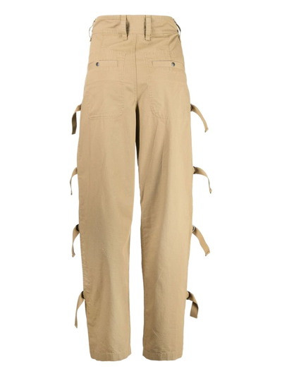 Isabel Marant Étoile Keowina High-rise Cotton Twill Tapered Pants In Neutrals
