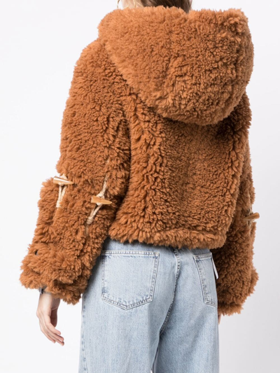 Rokh Faux-fur Hooded Duffle Jacket In Brown