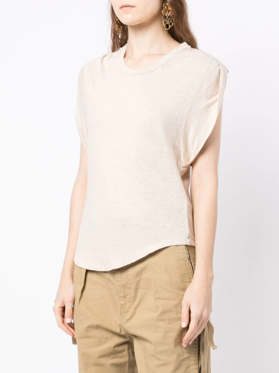 Shop Isabel Marant Étoile Kotty Ruched T-shirt In Neutrals