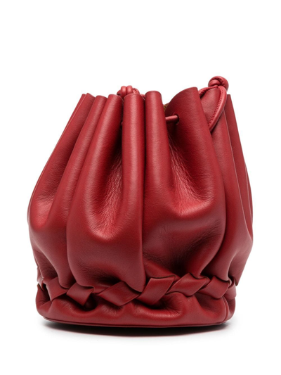 Shop Hereu Braided Leather Bucket Bag In Rot