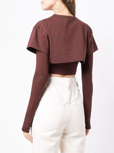 Shop Jacquemus Le Double T-shirt Layered Top In Brown