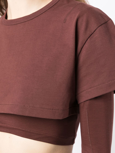 Shop Jacquemus Le Double T-shirt Layered Top In Brown