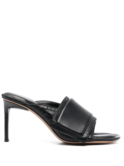 Shop Jacquemus Leather Slip-on 80mm Heel Sandals In Schwarz