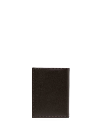 Shop Comme Des Garçons Logo-embossed Leather Cardholder In Braun