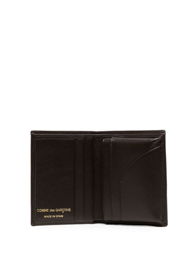 Shop Comme Des Garçons Logo-embossed Leather Cardholder In Braun