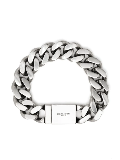 Shop Saint Laurent Curb-chain Bracelet In Silber