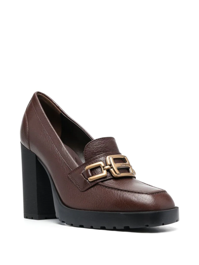 Hogan H623 85mm Heel Loafers In Braun