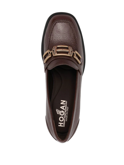 Hogan H623 85mm Heel Loafers In Braun
