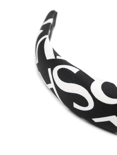 Shop Versace Silk Logo-print Hairband In Schwarz