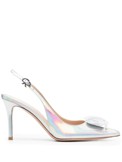 Gianvito Rossi Metallic-finish 95mm Pointed Pumps In Grau