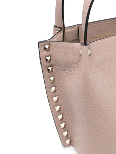 Shop Valentino Rockstud Leather Tote Bag In Nude