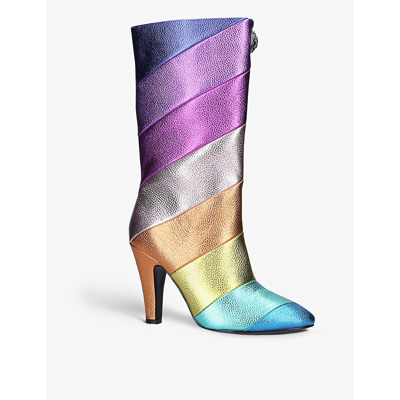 Shop Kurt Geiger London Women's Mult/other Rainbow Kensington Leather Knee-high Boots In Multi-coloured