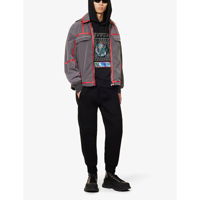 Shop Ferrari Graphic-print Relaxed-fit Cotton-jersey Hoody In Black