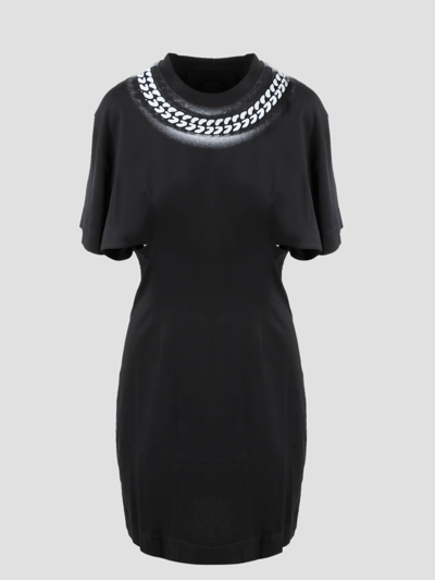 Givenchy Dress With 3d Chain Print In Black