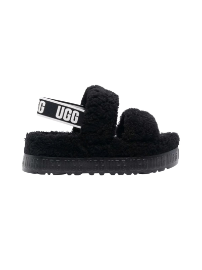 Shop Ugg Oh Fluffita Sandal With Two Strap In Black