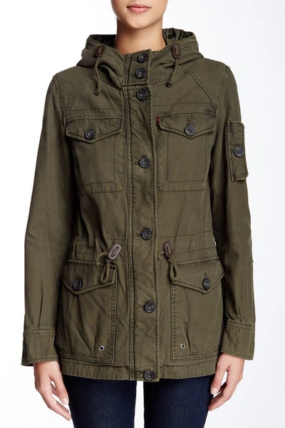 Levi's® Hooded Military Jacket In Army