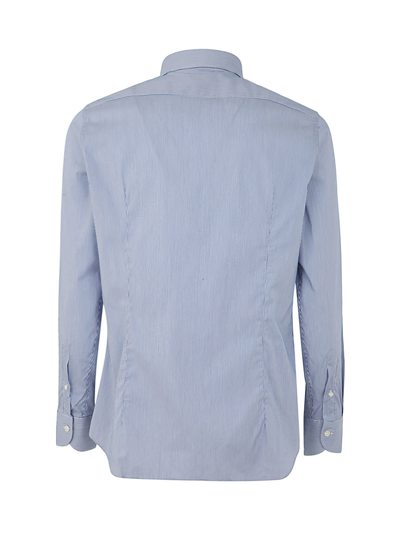 Shop Caliban Striped Shirt In White Blue