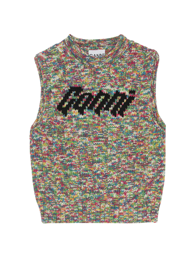 Shop Ganni Cotton Rope Vest In Multicolour