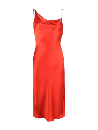 Shop Stella Mccartney Draped Slip Dress In Scarlet Red