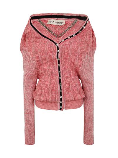 Shop Y/project Classic Ruffle Necklace Cardigan In Pink