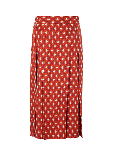Shop Alberto Biani Silk Twill Pleated Skirt In Ruby