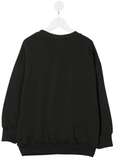 Shop Mini Rodini Black Organic Cotton Sweatshirt With Graphic Print Embroidered On The Chest