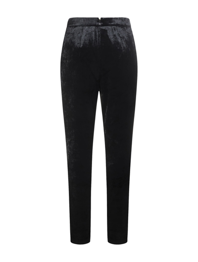 Shop Balmain Hw 6btn Short-hair Velvet Skinny Pants In Pa Noir
