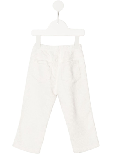 Shop Il Gufo White Ribbed Cotton Trousers