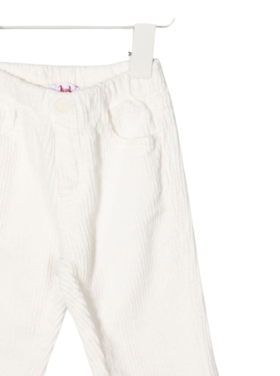 Shop Il Gufo White Ribbed Cotton Trousers