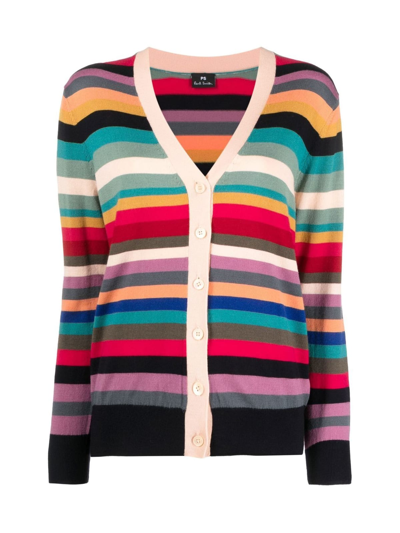 Shop Ps By Paul Smith Knitted Bottoned Cardigan In Swirl