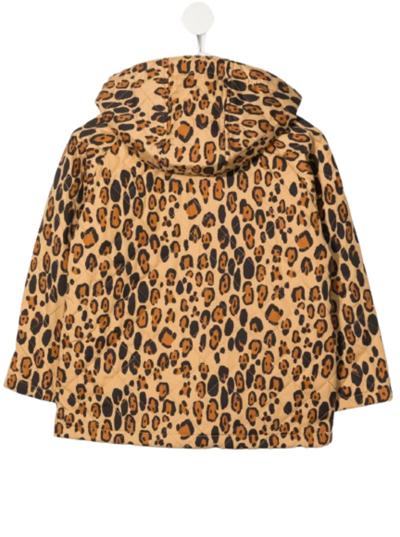 Shop Mini Rodini Brown / Black Leopard Print Jacket In Cotton Blend Padded Design