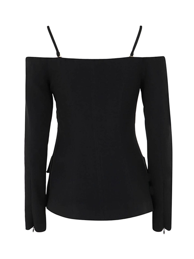 Shop Blumarine Down Shoulders Sweater With Hooks In Black