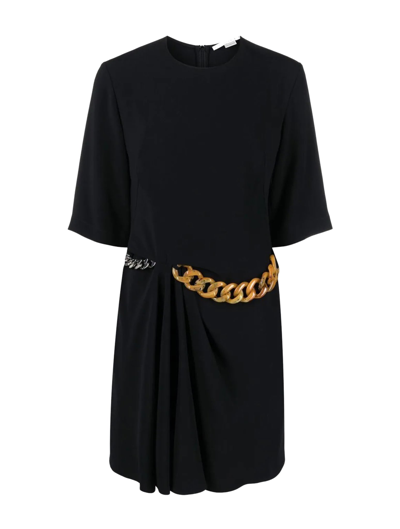 Shop Stella Mccartney Falabella Chain Dress In Black