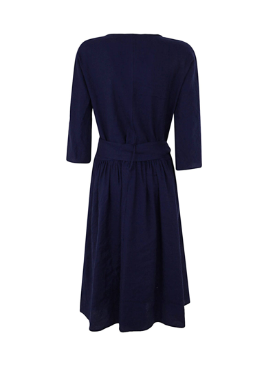 Shop A Punto B Crew Neck Long Sleeves Dress In Blueberry