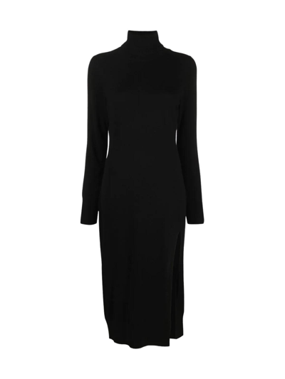 Shop Michael Michael Kors Turtle Neck Midi Dress In Black