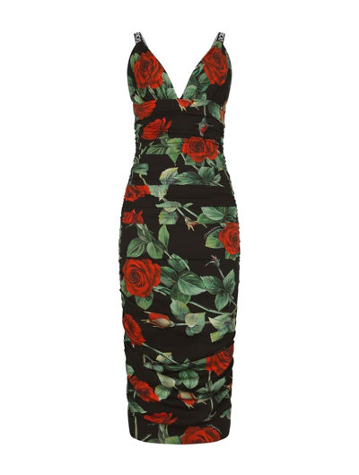 Shop Dolce & Gabbana Dress Rose In Zo Rose Black
