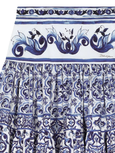 Shop Dolce & Gabbana Blue Cotton Skirt In Azzurro