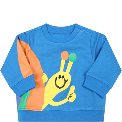 Shop Stella Mccartney Light-blue Sweatshirt For Baby Boy With Logo In Light Blue