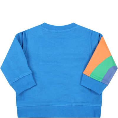 Shop Stella Mccartney Light-blue Sweatshirt For Baby Boy With Logo In Light Blue