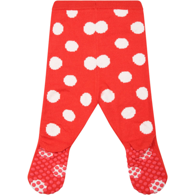Shop Stella Mccartney Red Gaiter For Baby Girl With Polka Dots